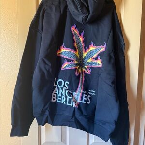 Black Hoodie with Colorful Palm Tree Design - Marcell Von Berlin